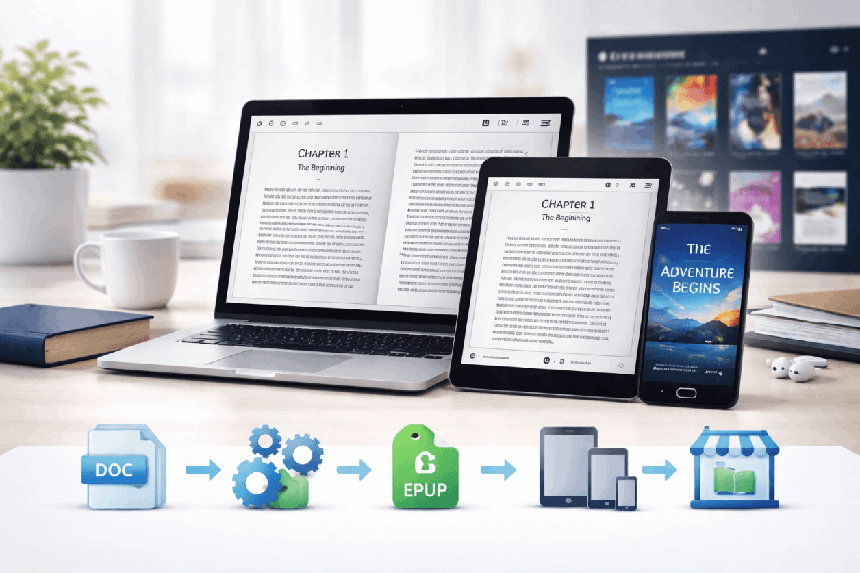 Convert book to EPUB format for Kindle, Apple Books and digital publishing platforms